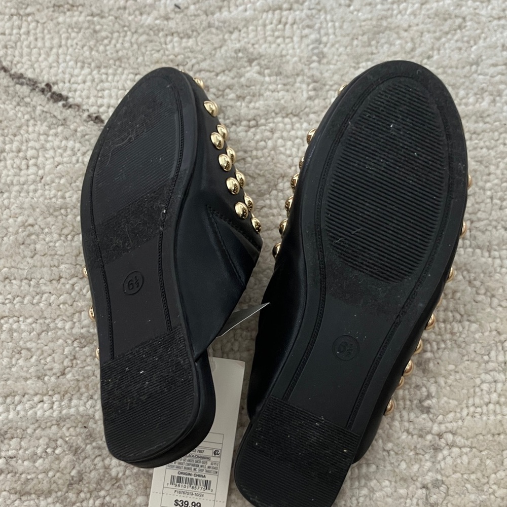 A New Day Channing Black and Gold Studded Women's Mules - Picture 3 of 6